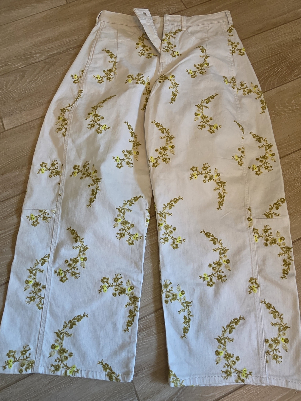 DARLING Women's White Floral Wide-Leg Pants Pilcro 31Tall - Picture 4 of 5